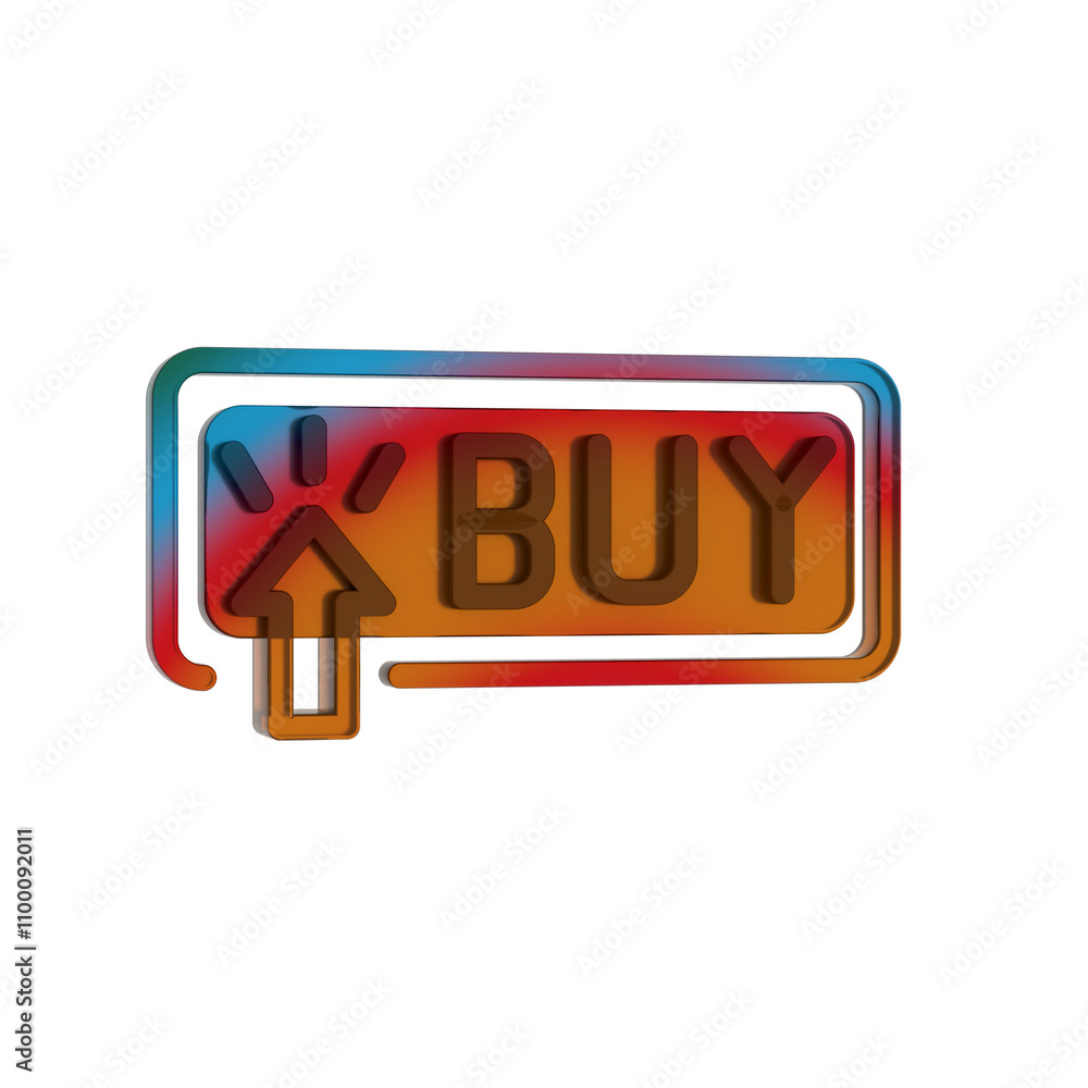 Aufkleber 3d gradient retro icon - add to basket symbol online shopping