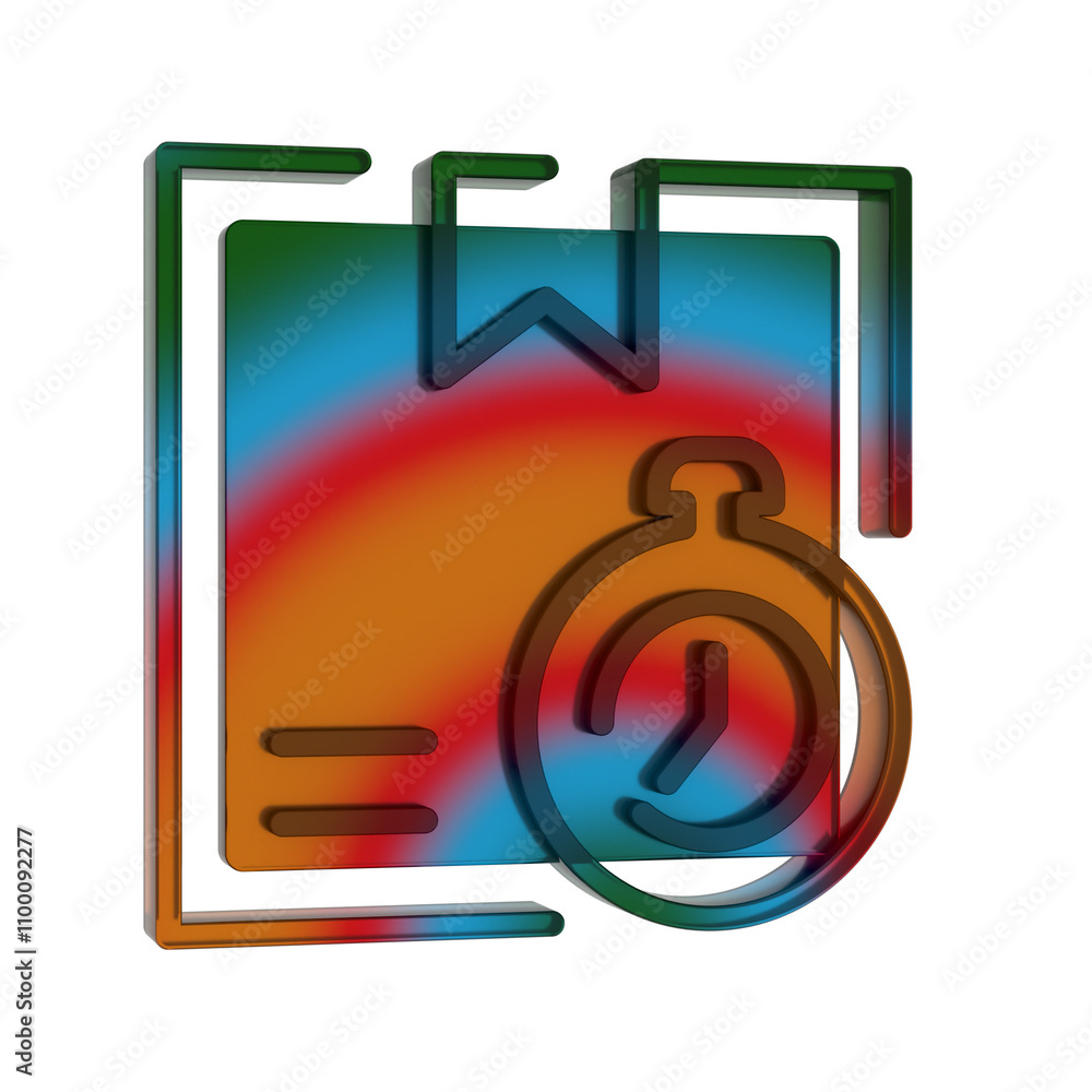 Poster 3d gradient retro icon - delivery timer symbol online shopping