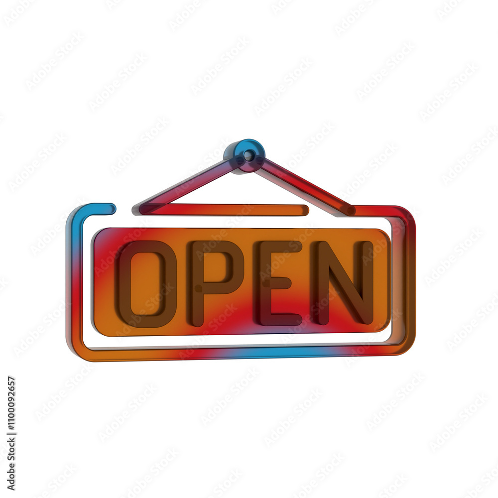 Poster 3d gradient retro icon - open symbol online shopping