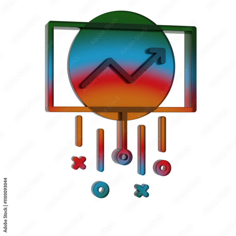 Poster 3d gradient retro icon - data screen symbol