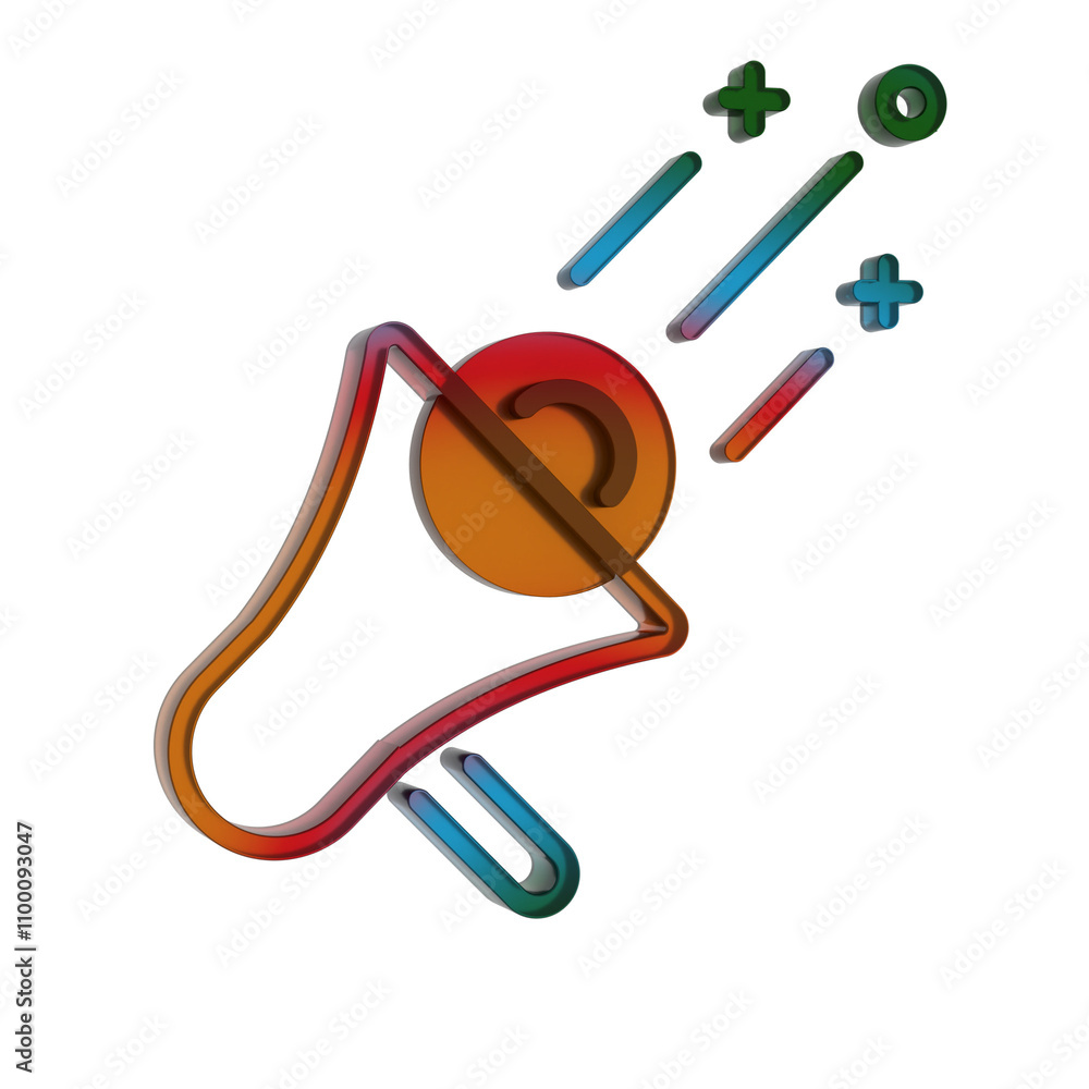 Poster 3d gradient retro icon - loud speaker symbol