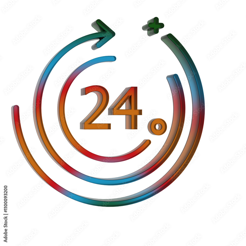 Poster 3d gradient retro icon - support 24 symbol