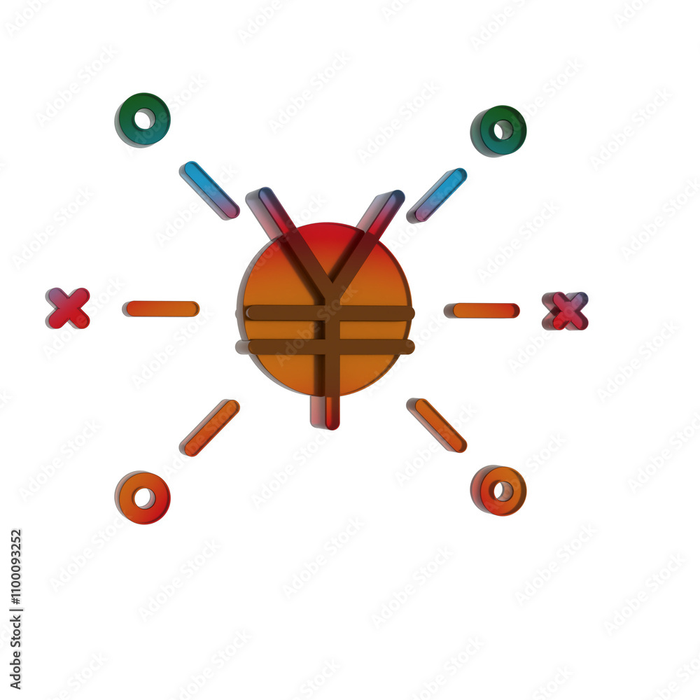 Aufkleber 3d gradient retro icon - yuan symbol