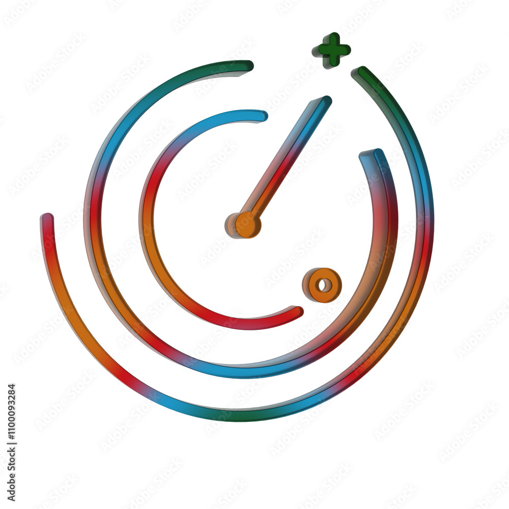 Poster 3d gradient retro icon - time symbol