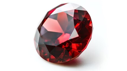 Fototapeta premium A beautifully cut red gemstone showcasing its brilliant facets and rich color.
