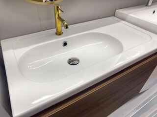 modern new sink and faucet in the bathroom