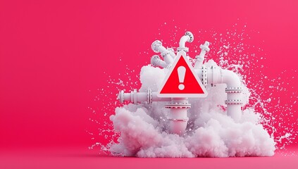 Exclamation marks forming from leaking water indicate a plumbing emergency.