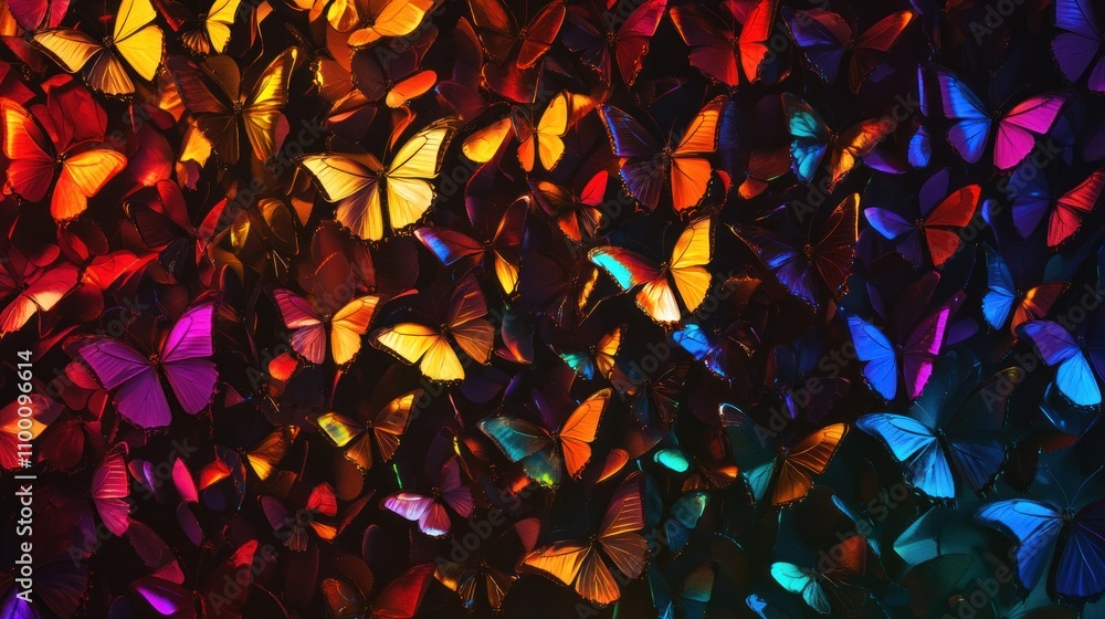 Poster a vibrant array of butterflies showcasing color and beauty in a mesmerizing display.
