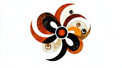 Fototapeta premium Colorful abstract floral design with unique shapes, white isolated background.