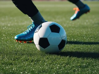 Fototapeta premium soccer ball on the field