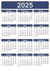 Calendar Template 2025 Vector Illustration