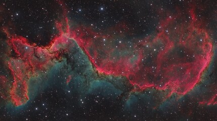 A vibrant cosmic nebula showcasing stellar formations and interstellar gas clouds.