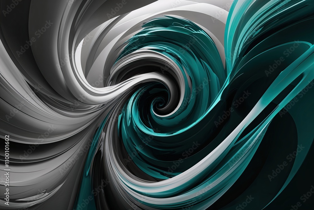 Poster vibrant dynamic setting with whirling gray and teal features