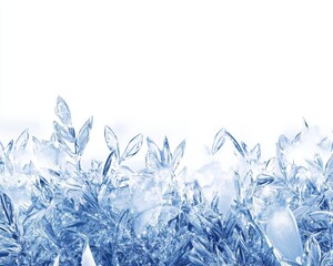 Blue crystalline structures on white isolated background.