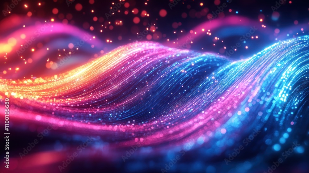 Poster vibrant waves of light and color create a dynamic, abstract visual experience.