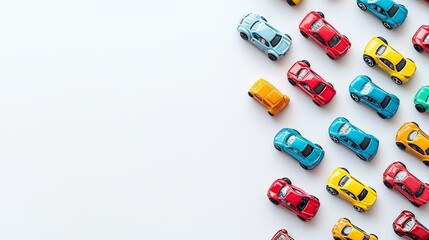 Colorful Toy Cars on White Background for Kids