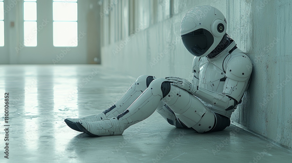 Poster emotionless robot in a futuristic environment