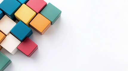 Obraz premium Colorful Wooden Blocks on White Background.