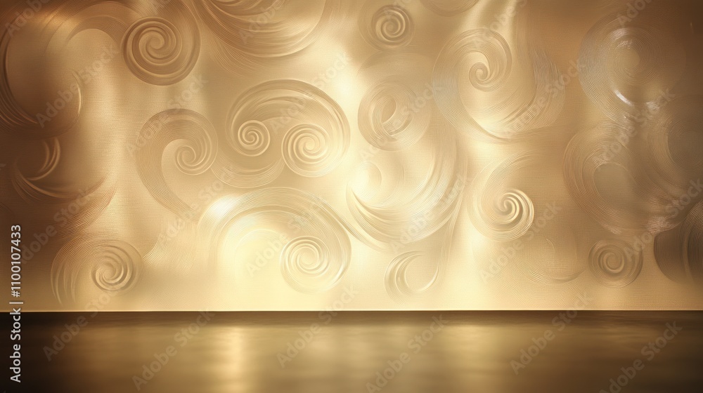 Aufkleber a textured golden wall with swirling patterns, creating an elegant backdrop.