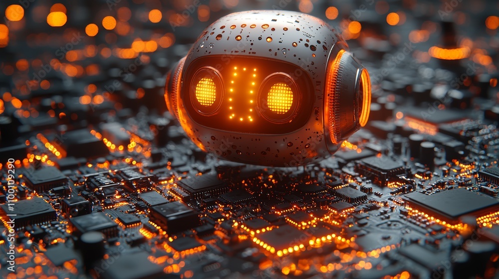 Poster automated robot on pcb production line