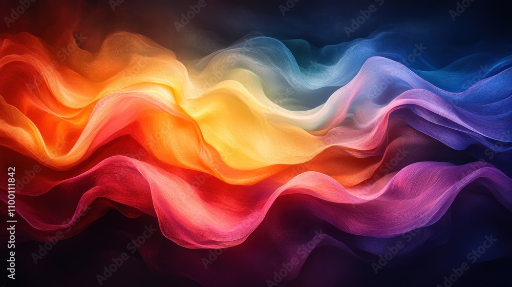 Poster a vibrant, flowing abstract design with colorful waves and smooth gradients.