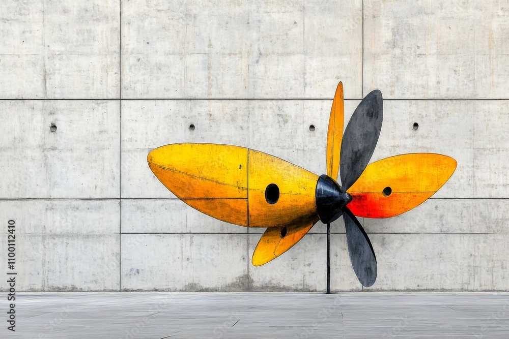 Poster A bold, abstract depiction of a propeller in motion, reduced to simple shapes and lines