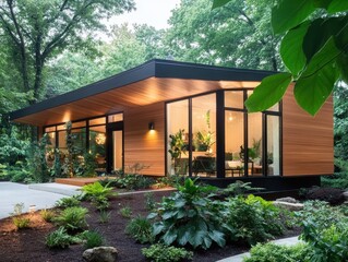 Fototapeta premium Cozy Eco-Friendly Home Exterior in Nature Setting