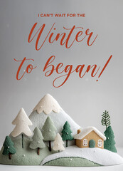 festive greetings card with a felt stuffed panorama and a phrase