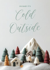 festive greetings card with a felt stuffed panorama and a phrase