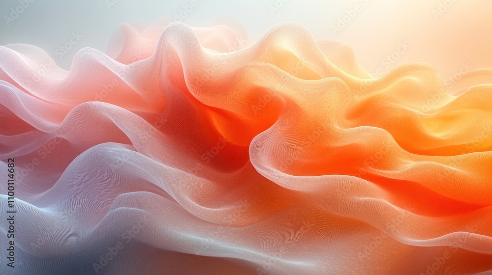 Poster abstract waves of soft fabric in warm hues create a serene and dynamic visual effect.