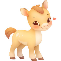 Lovely Foal  Character Soft Pastel Tone Watercolor Illustration on a Transparent Background
