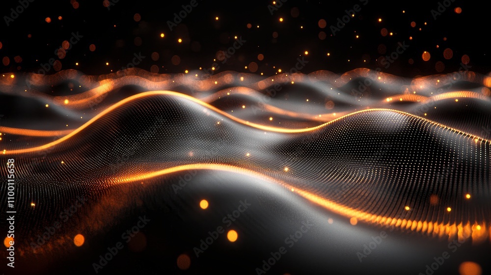 Poster abstract visual of ai network and creative waves