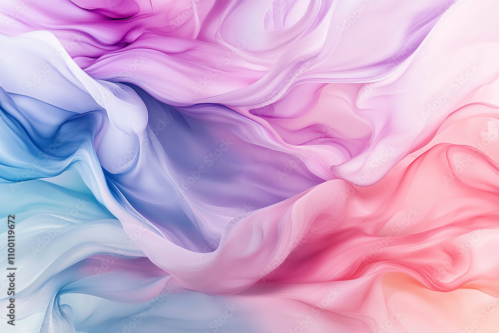 Poster colorful abstract background with flowing pastel waves creating a dreamy and serene artistic represe