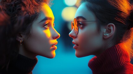 colorful background Face to face  