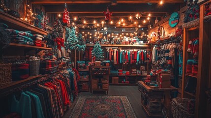 A Cozy Christmas Evening in a Warmly Lit Living Room
