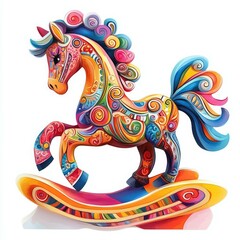 wooden colored horse icon 3d
