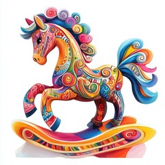 wooden colored horse icon 3d
