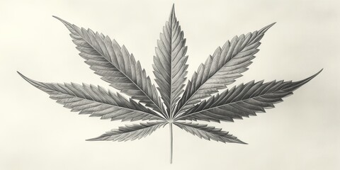 Detailed Pencil Sketch of a Cannabis Leaf