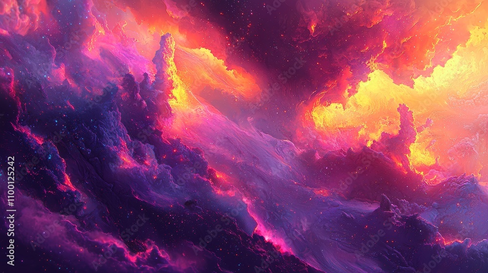 Poster colorful abstract art with intricate cloud patterns