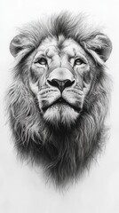 Majestic Lion Portrait in Striking Monochrome Detail