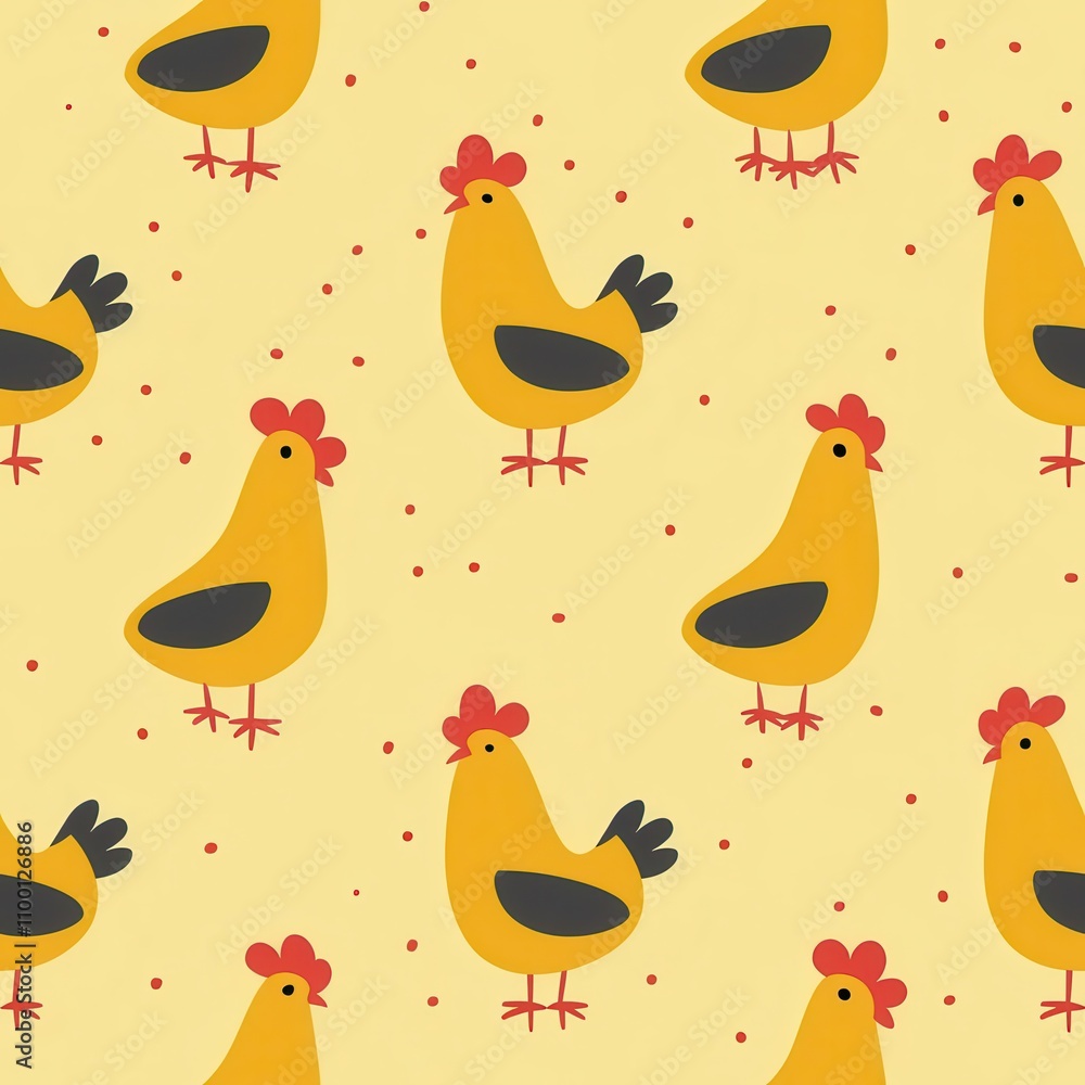 Poster seamless minimal chicken pattern design suitable for fabric and textile applications