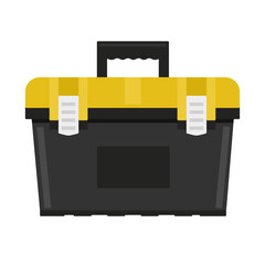 plastic large tool box with yellow lid