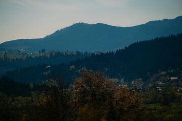A tranquil view of majestic mountains and expansive valleys, showcasing the pure essence of natures...