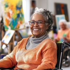 Smiling Senior Woman in Art Studio