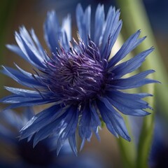 Obraz premium blue flower on a green background