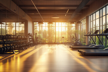 Morning fitness routine in a modern gym urban location