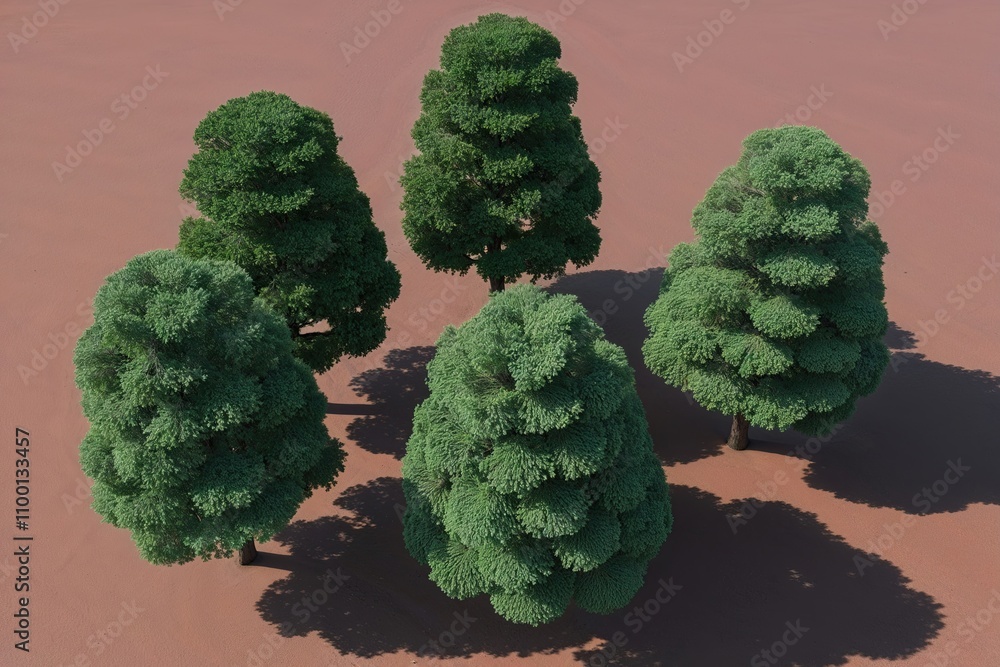 Aufkleber three-dimensional model of trees visualized from a top-down perspective for artistic layouts and des