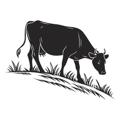 Fototapeta premium Cow Silhouette Vector Art Illustration for Digital and Print Use