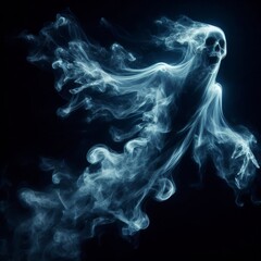 poltergeist made of smoke on a bright black background
