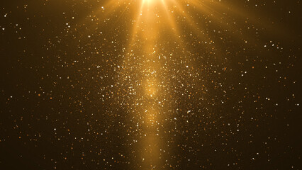 Abstract Background of Gold Particles with Shining Stars